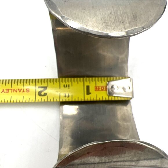 Wendell August Cuff Bracelet Forged Hand-Wrought Pewter Iris Lily Floral Sz 6.5 - Picture 5 of 5